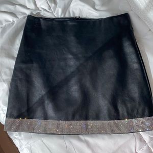 Black pleather diamond skirt
